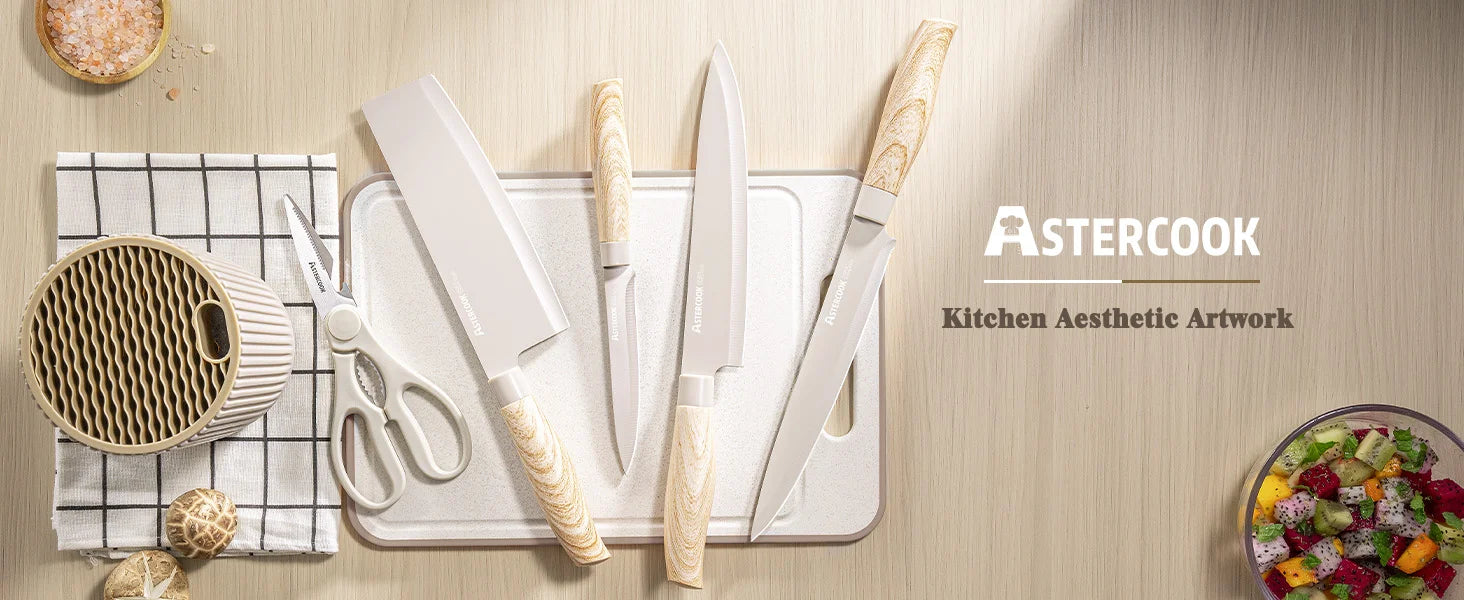 6-Piece Coated Knife Set - Khaki
