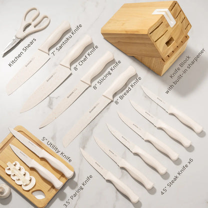15 Pieces Kitchen Knife Sets with Anti-Rust Coating