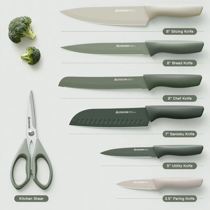 13 Pieces Kitchen Knives Set-Green