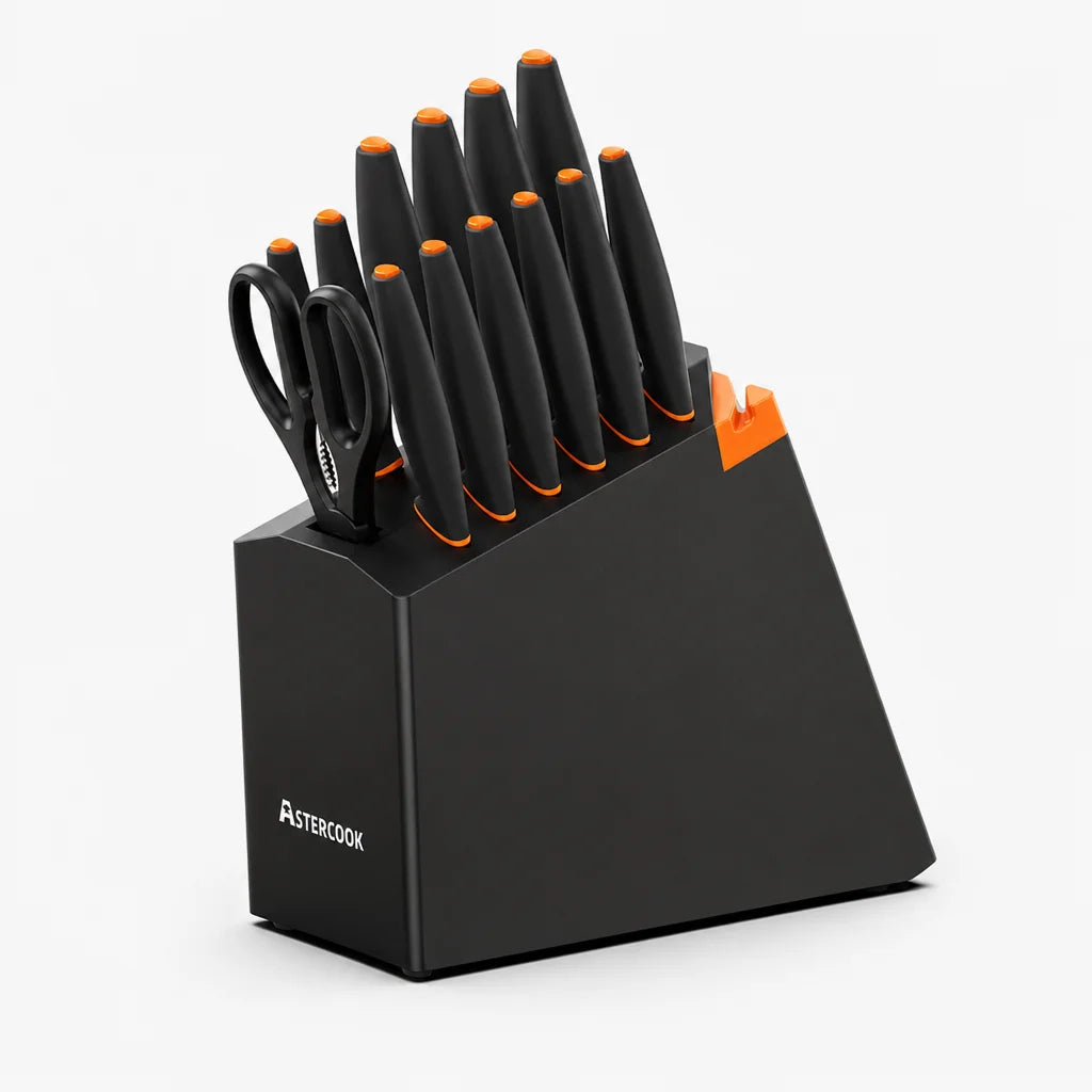 15 Pcs Kitchen Knife Set with Built-in Sharpener