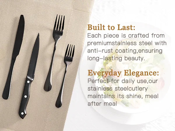 Astercook Silverware Set Food-Grade Stainless Steel-Blcak