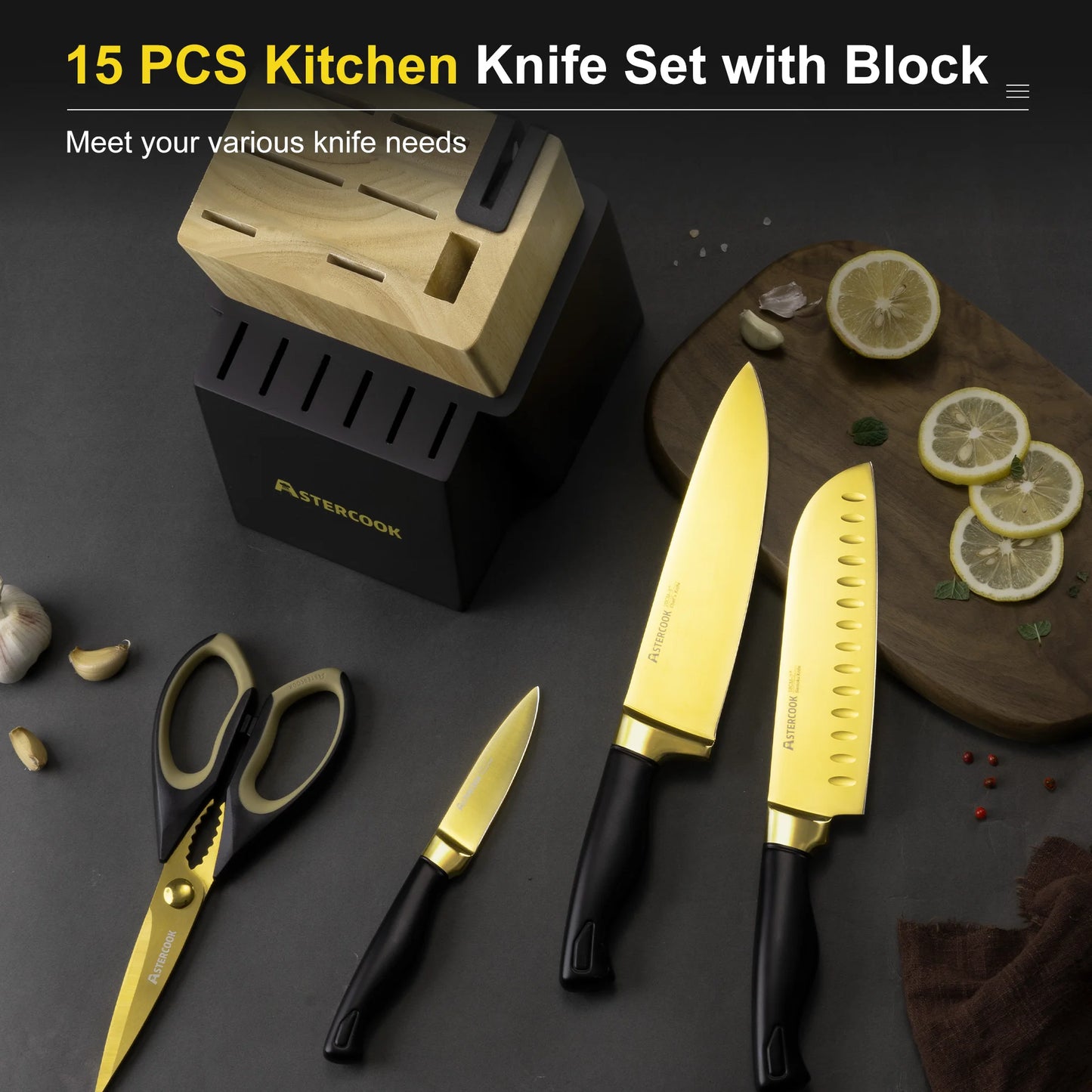 Luxury 14-Piece Gold Titanium Set-Black