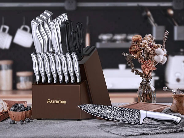21-Piece Full Tang Knife Set - Silver