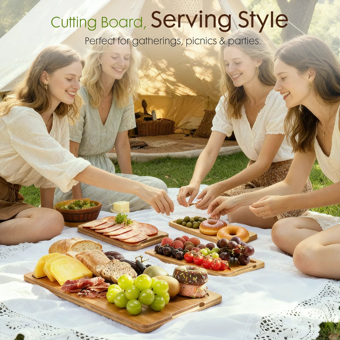 4-Piece Bamboo Cutting Board Set