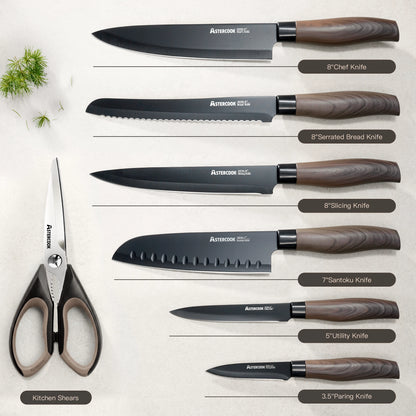 7-Piece Wood Grain Knife Set with Guards