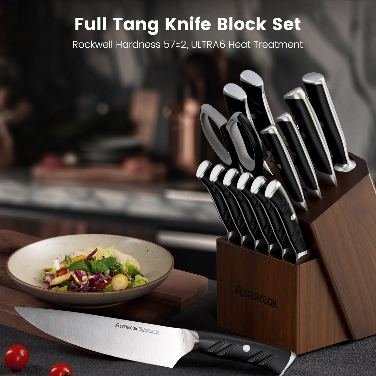 Professional 15-Pc Ergonomic Nylon Handle Knife Set