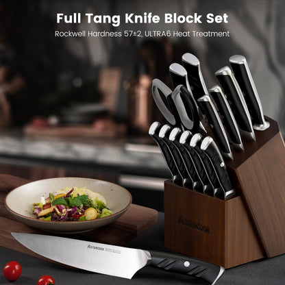 Professional 15-Pc Ergonomic Nylon Handle Knife Set