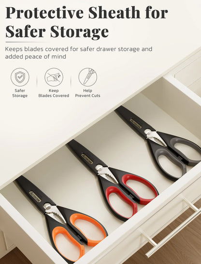 Astercook Heavy-Duty Kitchen Shears-Black(3-Pack)