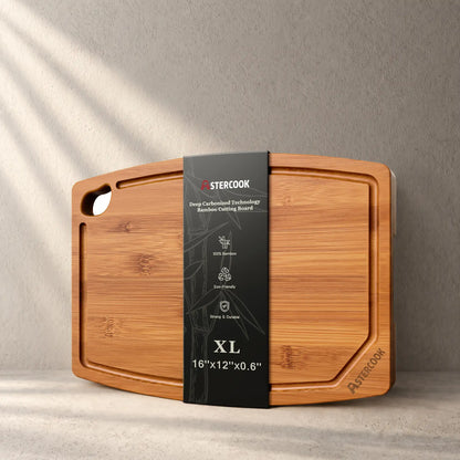 Large Bamboo Cutting Board Deep Carbonized Wooden