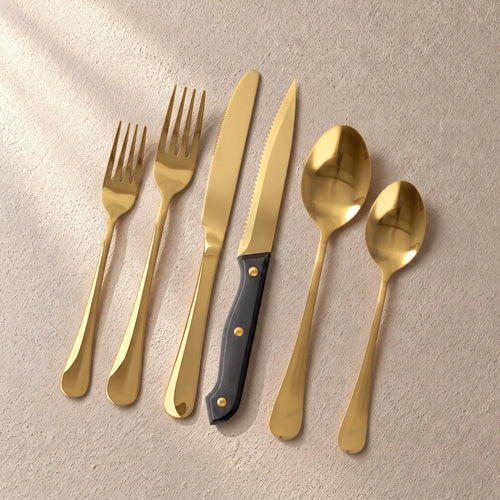 Astercook Silverware Set Food-Grade Stainless Steel-Gold Black