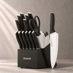 Professional 15-Piece German Steel knife Set -Black