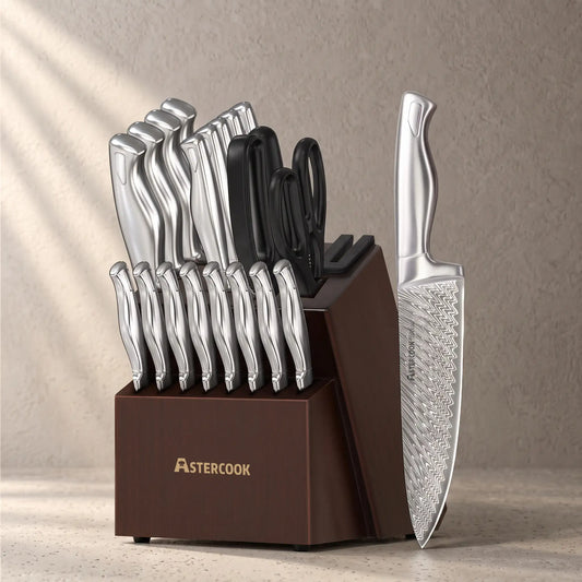 21-Piece Full Tang Knife Set - Silver