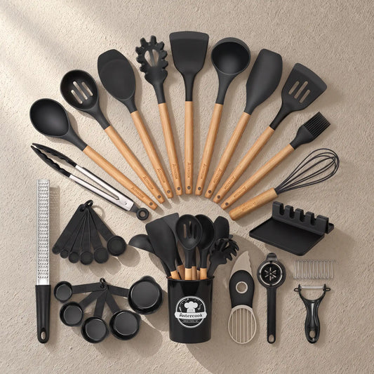 39-Piece Silicone Utensil Collection-Black