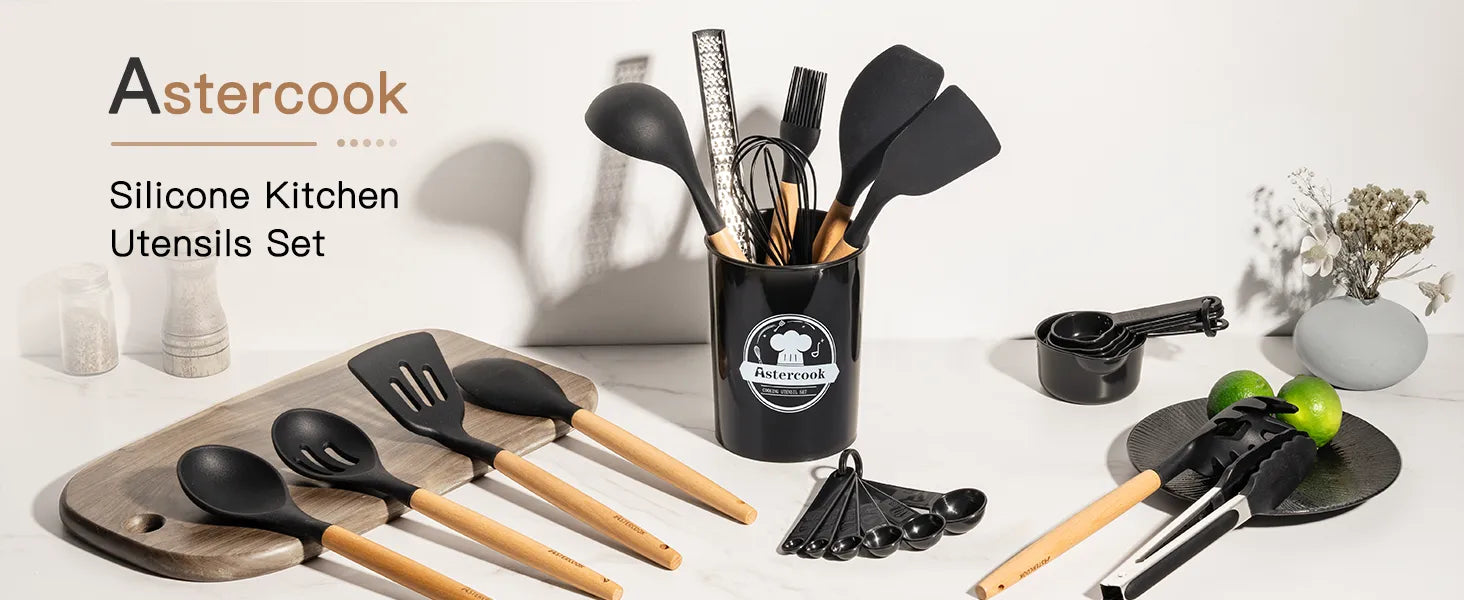 39-Piece Silicone Utensil Collection-Black