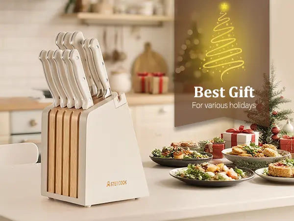 12 Pcs Ultra-Sharp High Carbon Stainless Steel Knife Block Set