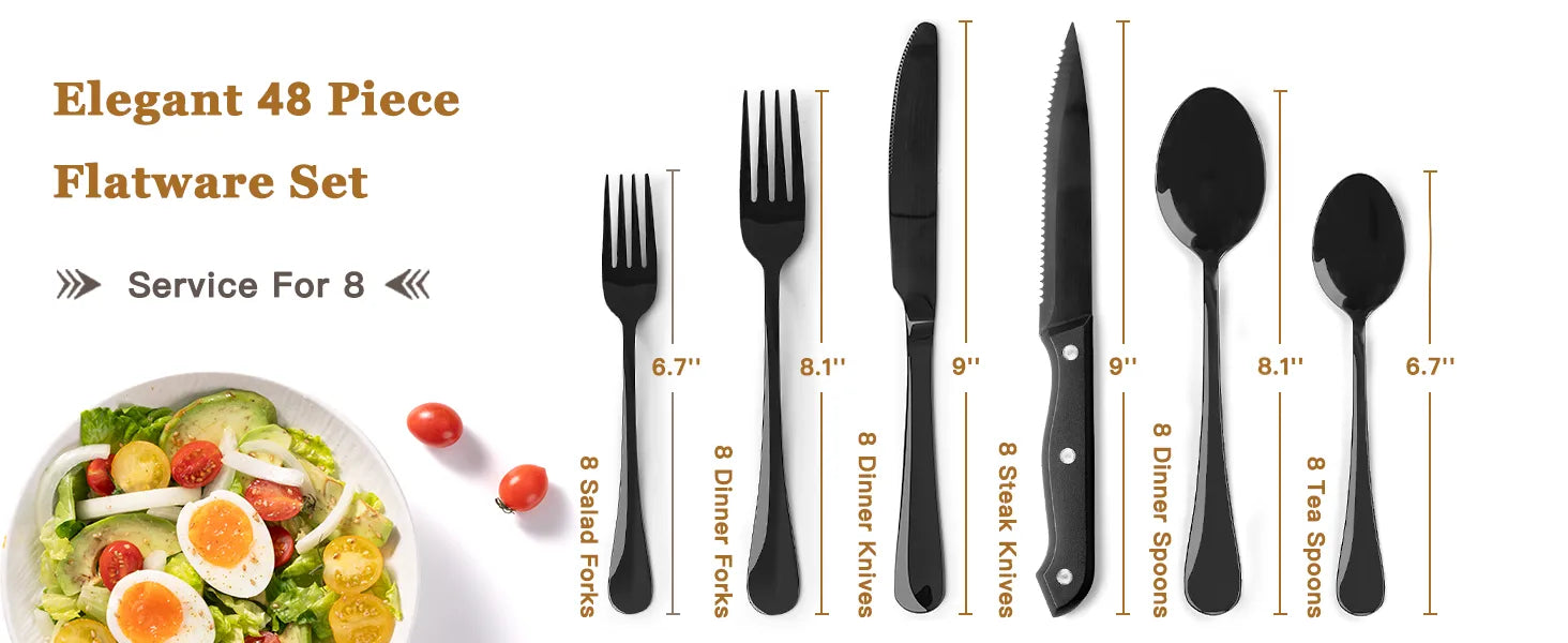 Astercook Silverware Set Food-Grade Stainless Steel-Blcak