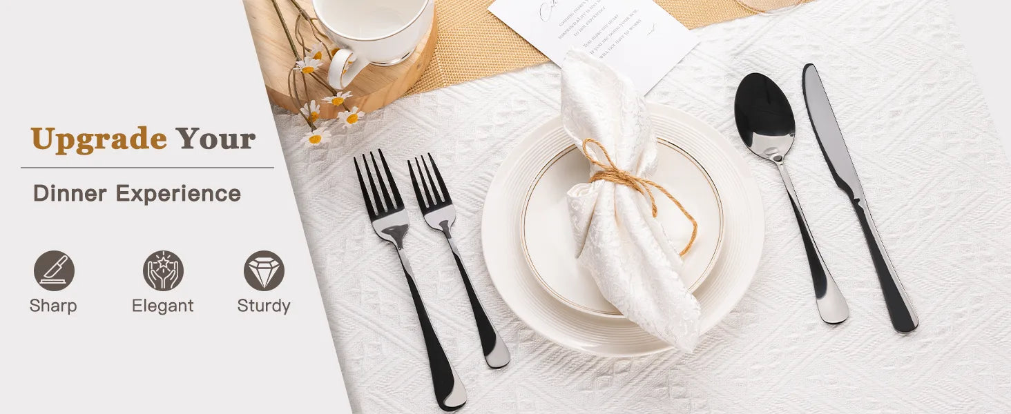 Astercook Silverware Set Food-Grade Stainless Steel-Blcak