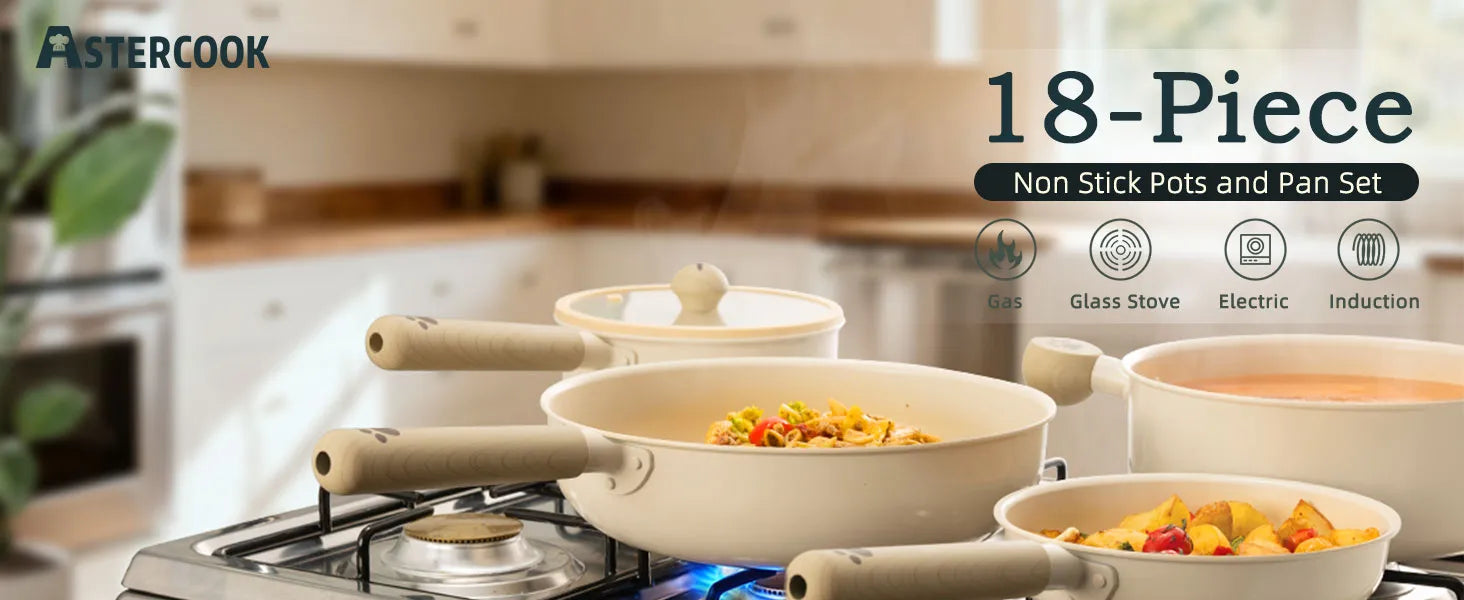 18-Piece Ceramic Cookware Set – Dog Paw Handle
