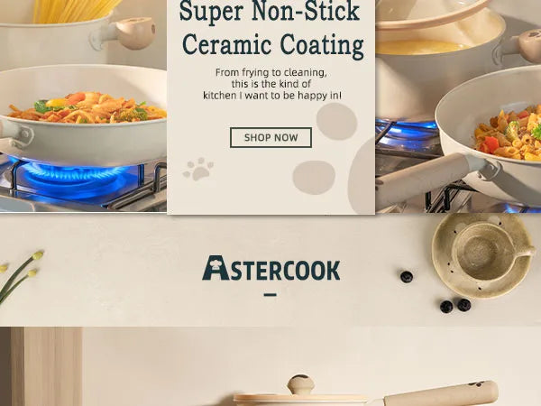 18-Piece Ceramic Cookware Set – Dog Paw Handle