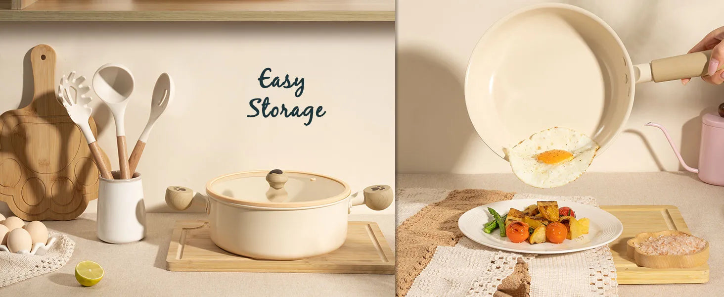 18-Piece Ceramic Cookware Set – Dog Paw Handle