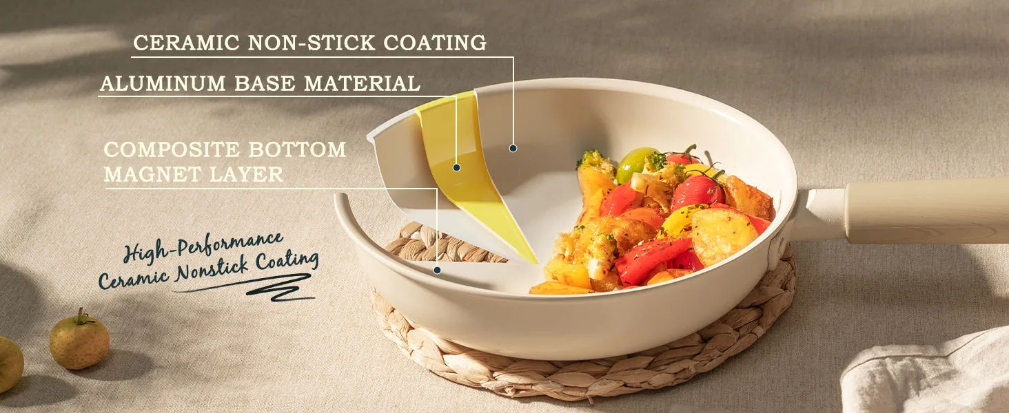 18-Piece Ceramic Cookware Set – Dog Paw Handle