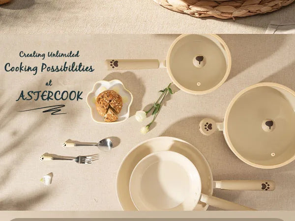 18-Piece Ceramic Cookware Set – Dog Paw Handle