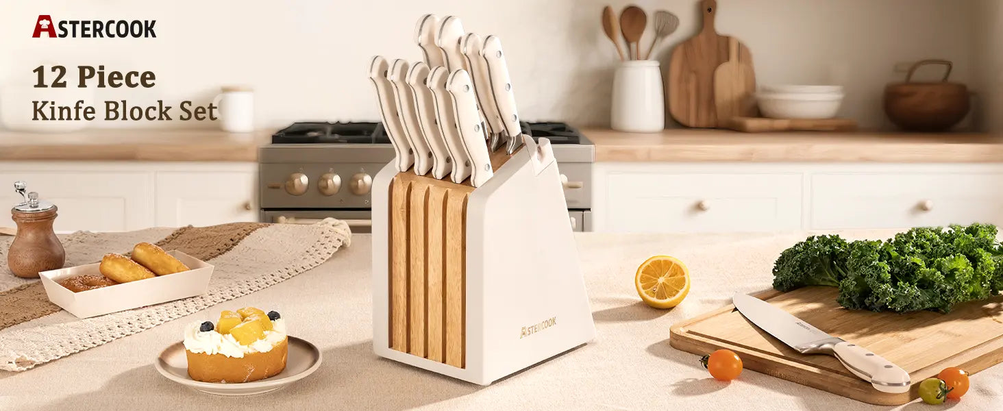 12 Pcs Ultra-Sharp High Carbon Stainless Steel Knife Block Set