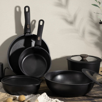 21-Pc Stackable Black Cookware Set