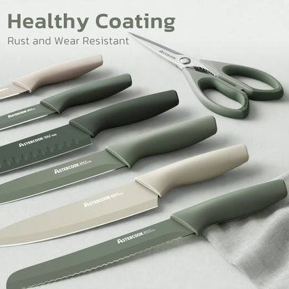13 Pieces Kitchen Knives Set-Green