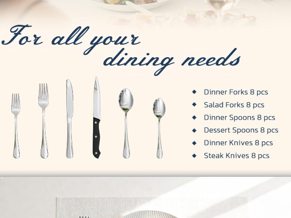 Astercook Silverware Set Food-Grade Stainless Steel-Silver