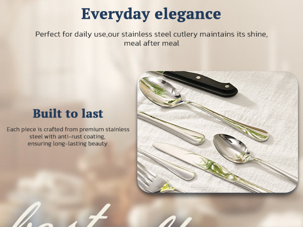 Astercook Silverware Set Food-Grade Stainless Steel-Silver