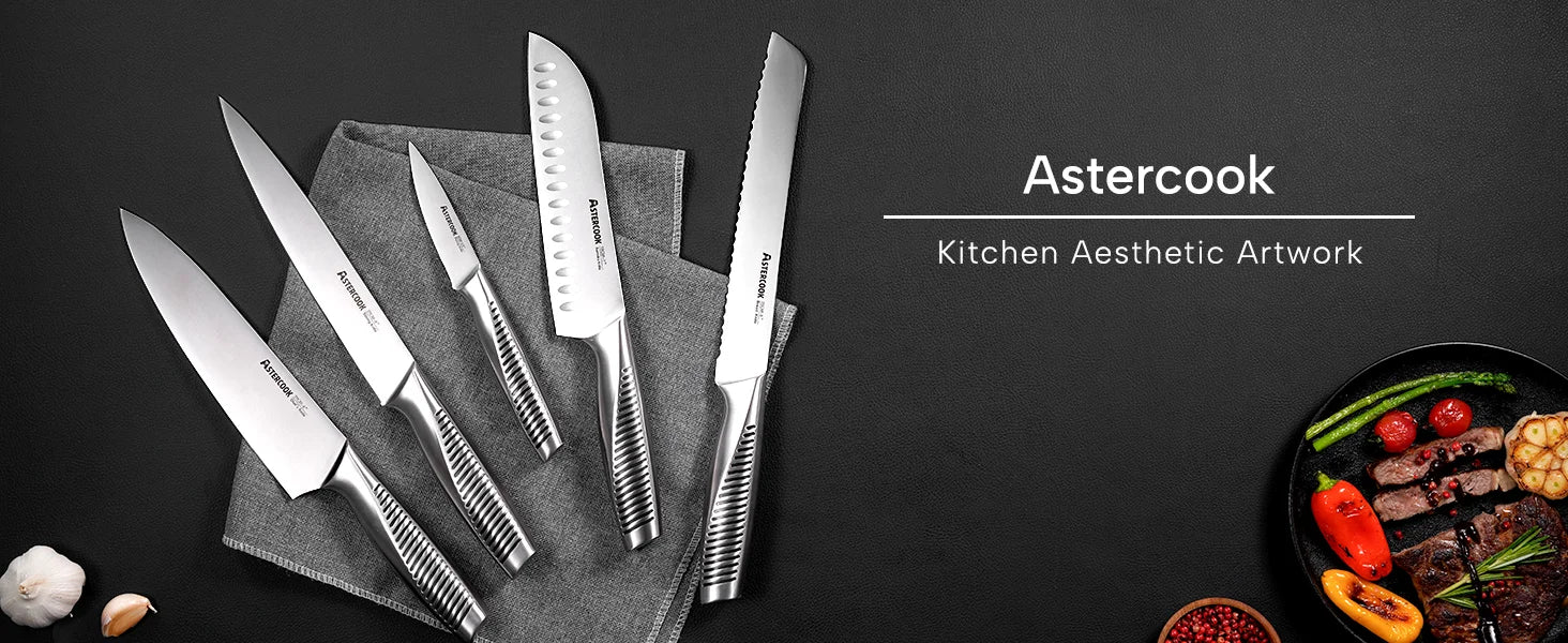 15-Piece Full Tang Knife Set - Silver