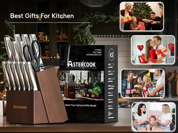 15-Piece Full Tang Knife Set - Silver