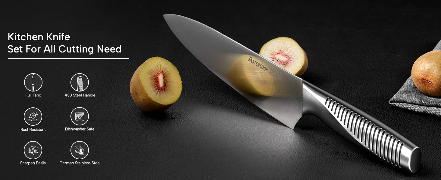 15-Piece Full Tang Knife Set - Silver