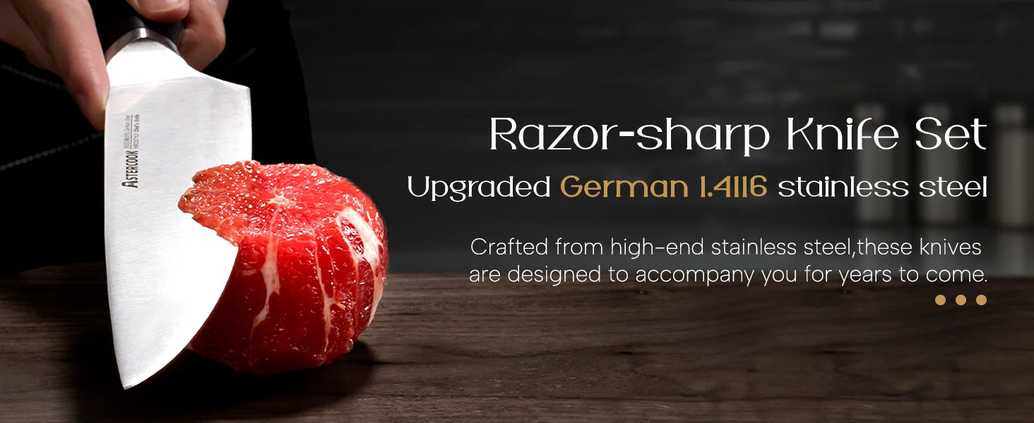 15 Pcs German Stainless Steel Knives Sharp Blade Dishwasher Safe