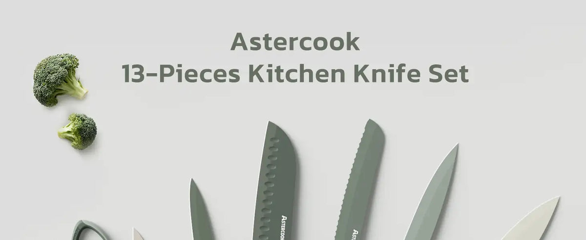 13 Pieces Kitchen Knives Set-Green