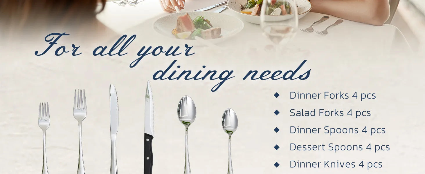 Astercook Silverware Set Food-Grade Stainless Steel-Silver