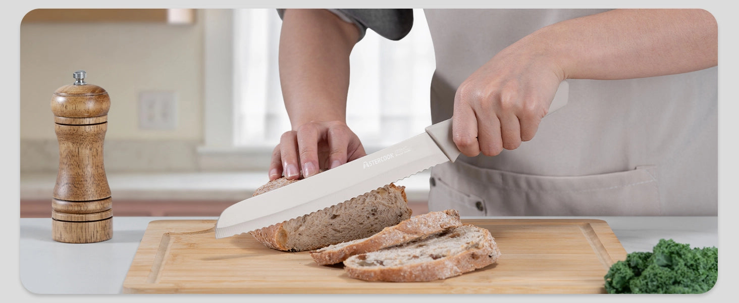 7 Pieces Kitchen Knives Set with Healthy Anti-Rust Coating Morandi