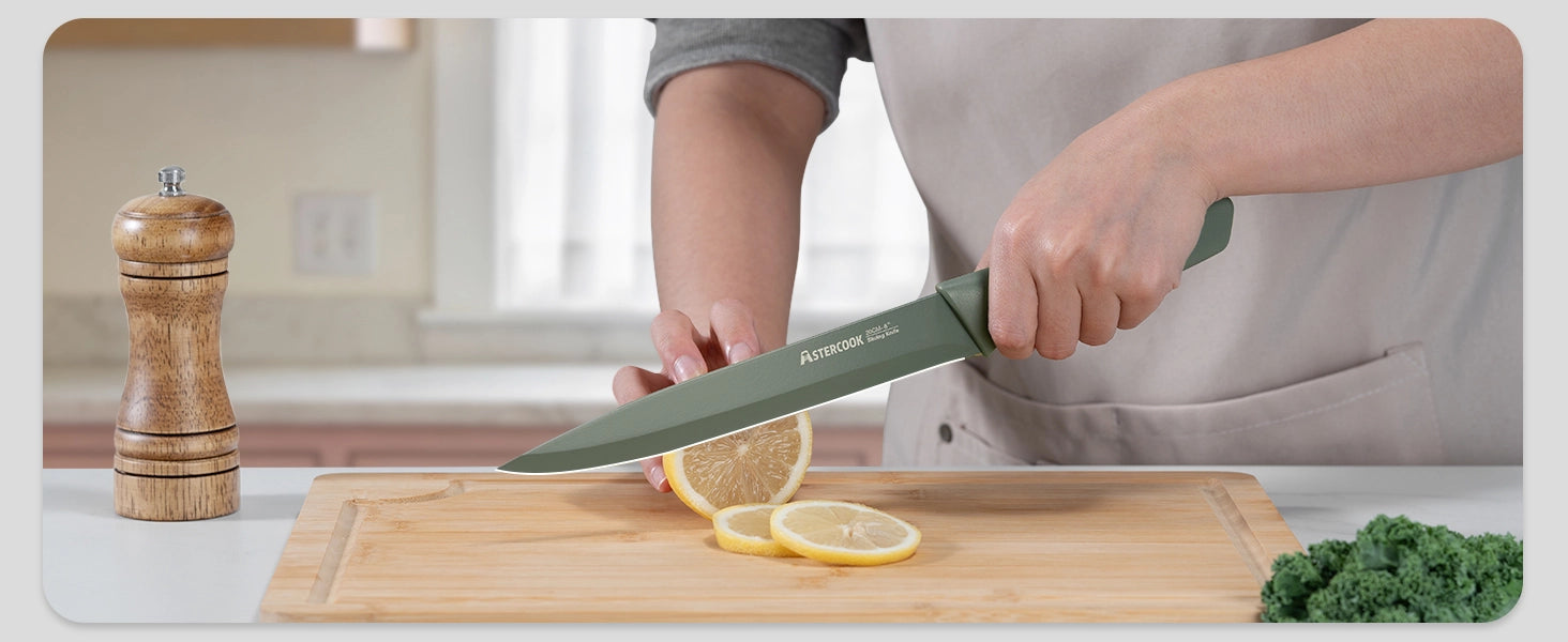 7 Pieces Kitchen Knives Set with Healthy Anti-Rust Coating Morandi