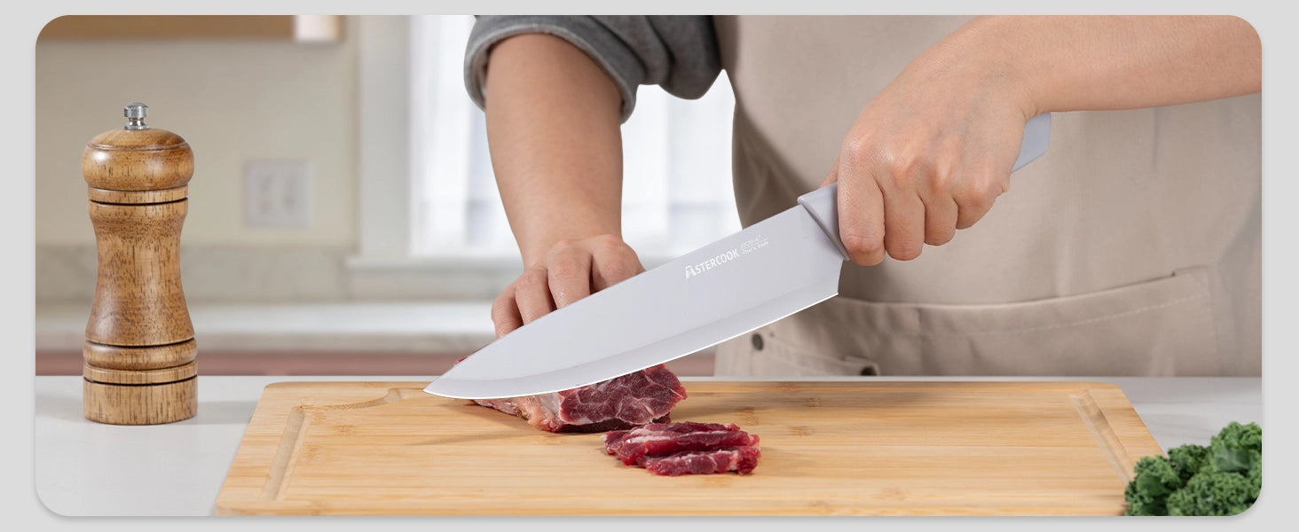 7 Pieces Kitchen Knives Set with Healthy Anti-Rust Coating Morandi