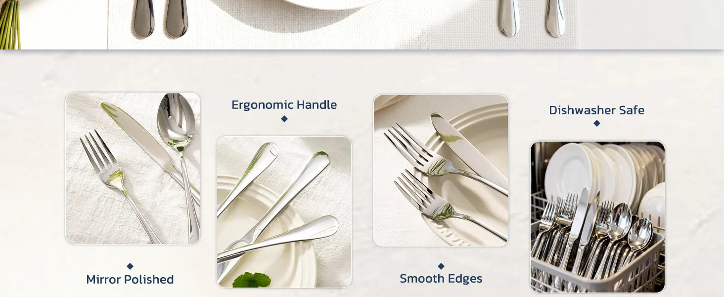 Astercook Silverware Set Food-Grade Stainless Steel-Silver