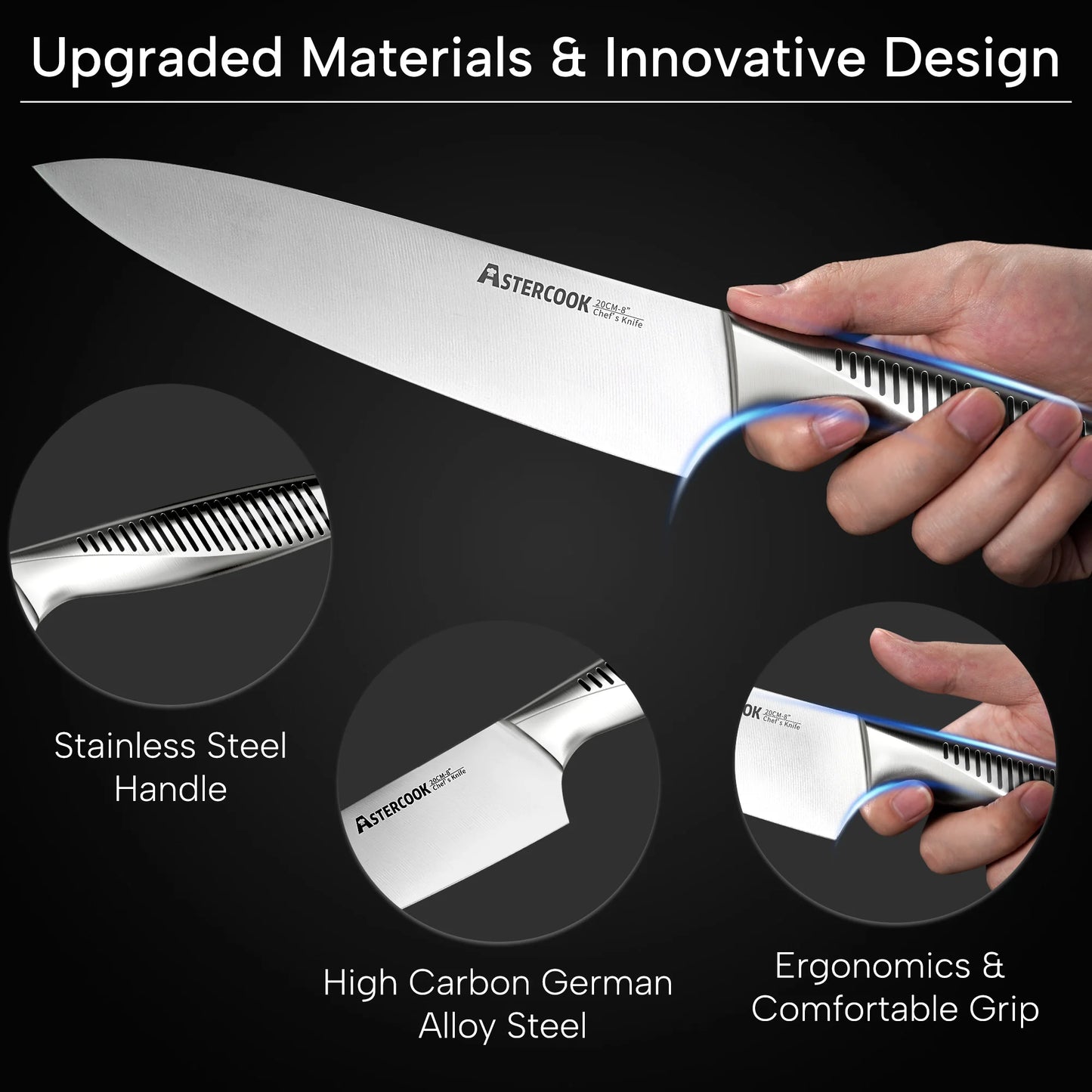 15-Piece Full Tang Knife Set - Silver