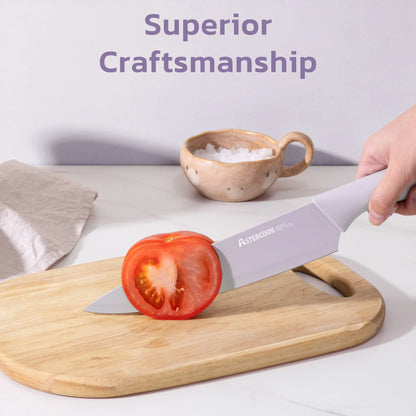 7 Pieces Kitchen Knives Set with Healthy Anti-Rust Coating Purple