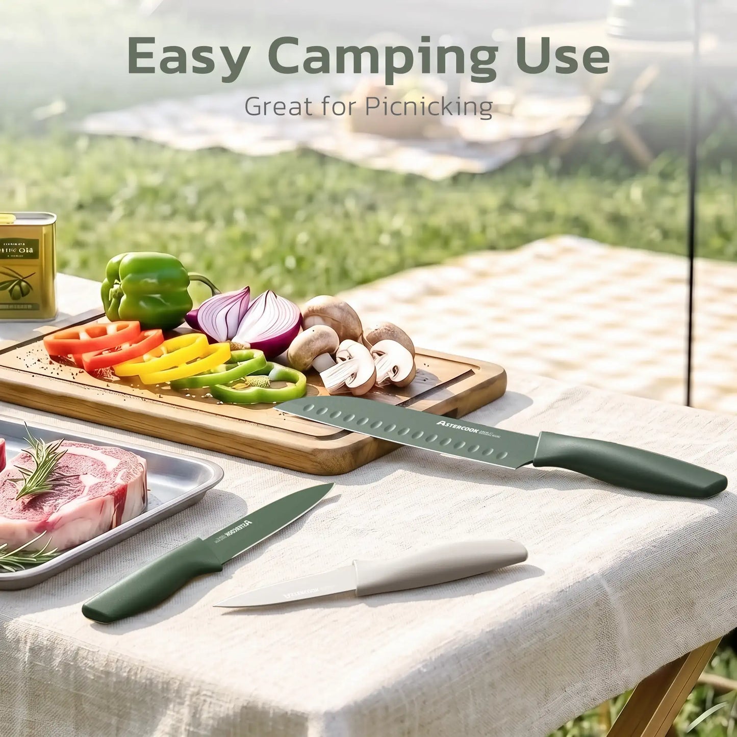 13 Pieces Kitchen Knives Set-Green