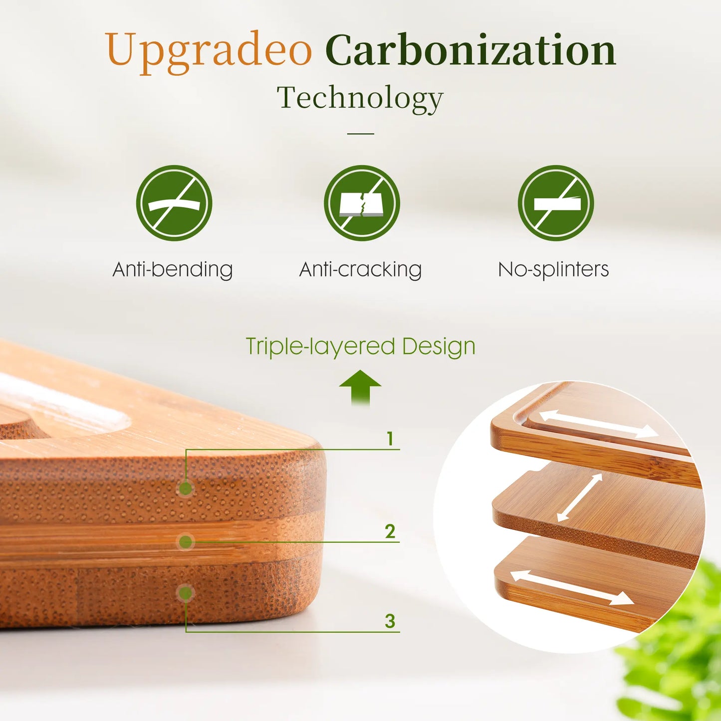 Astercook Deep Carbonized Bamboo Cutting Board, 12" x 17" Large Wood Chopping Board for Kitchen with Juice Groove & Side Handles, Knife-Friendly Serving Charcuterie Board for Meat, Vegetables, Fruit