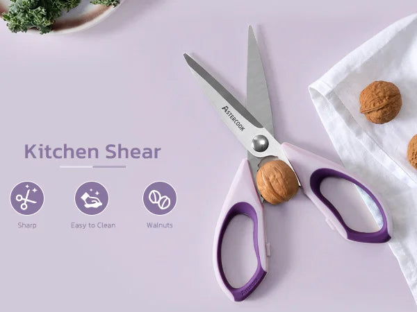 7 Pieces Kitchen Knives Set with Healthy Anti-Rust Coating Purple