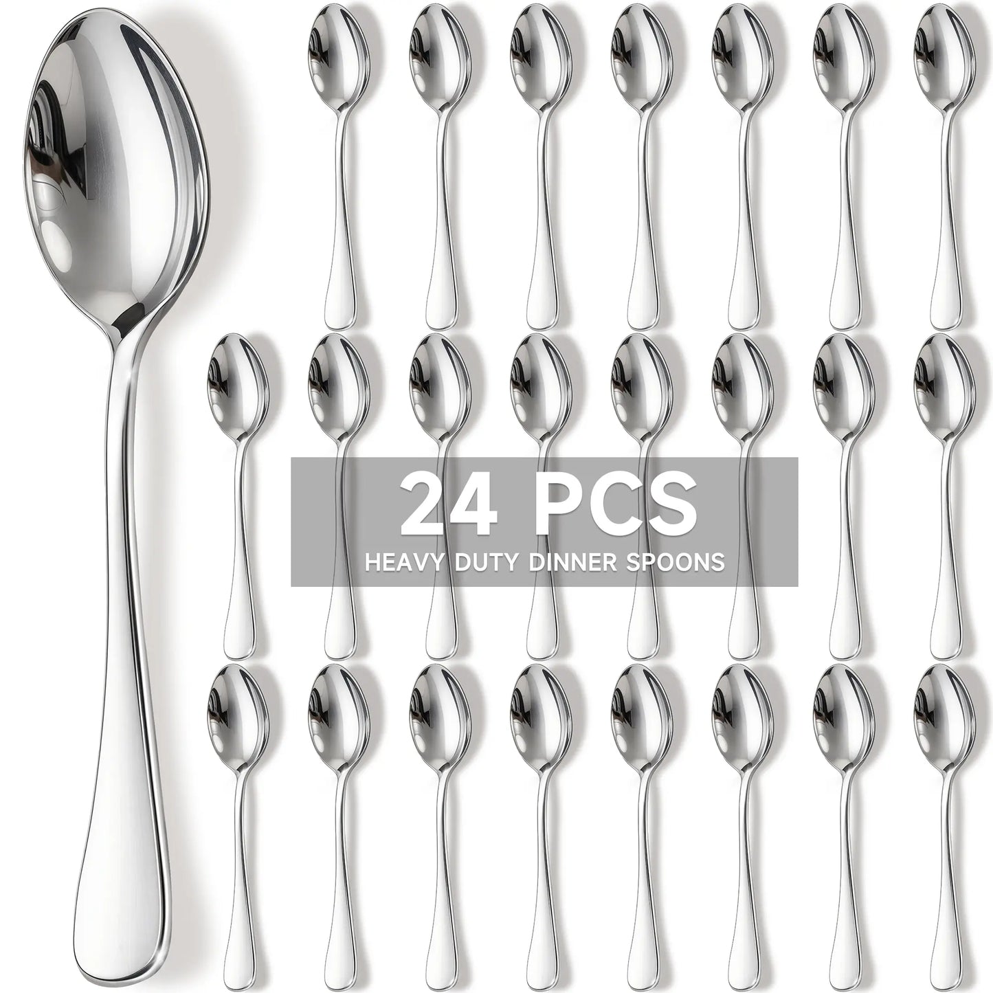 Astercook Dinner Spoon Set, 24-Piece Premium Food-Grade Stainless Steel Tablespoons Silverware, Mirror Polished & Dishwasher Safe, Heavy Duty Flatware Ideal for Kitchen, Restaurant & Party Use