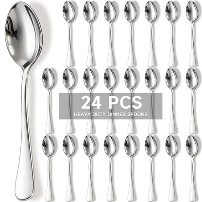 Astercook Dinner Spoon Set, 24-Piece Premium Food-Grade Stainless Steel Tablespoons Silverware, Mirror Polished & Dishwasher Safe, Heavy Duty Flatware Ideal for Kitchen, Restaurant & Party Use