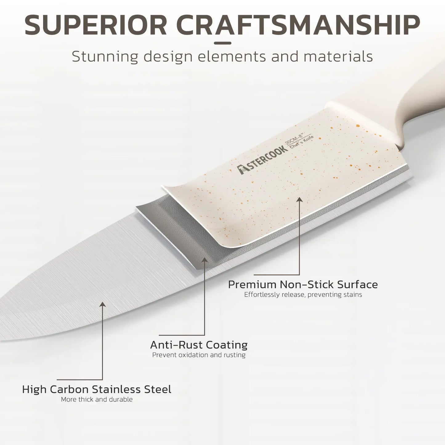 15 Pieces Kitchen Knife Sets with Anti-Rust Coating