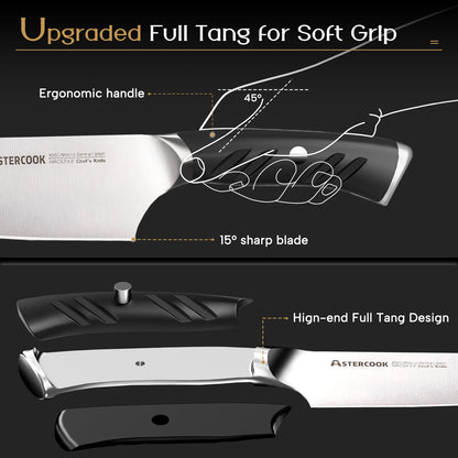 15 Pcs German Stainless Steel Knives Sharp Blade Dishwasher Safe